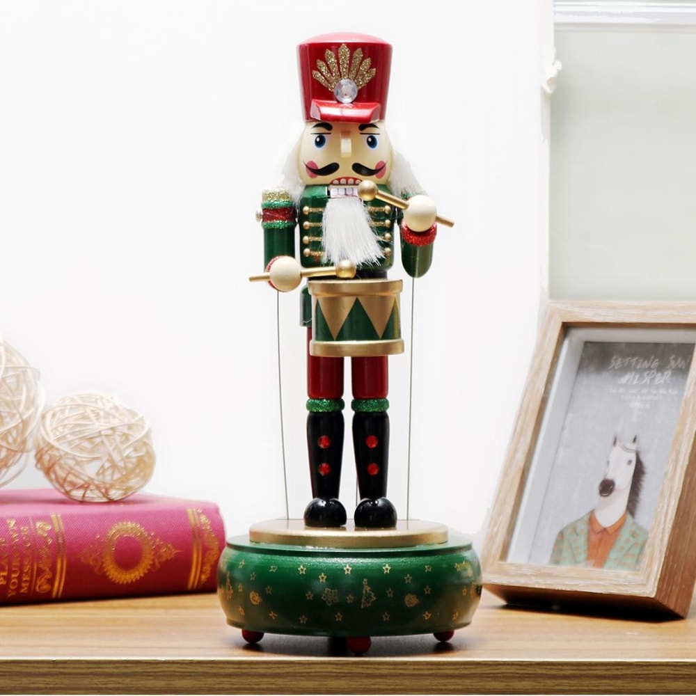 Vintage Nutcracker Drummer Music Box Handmade Wooden Holiday Decor Gift 2