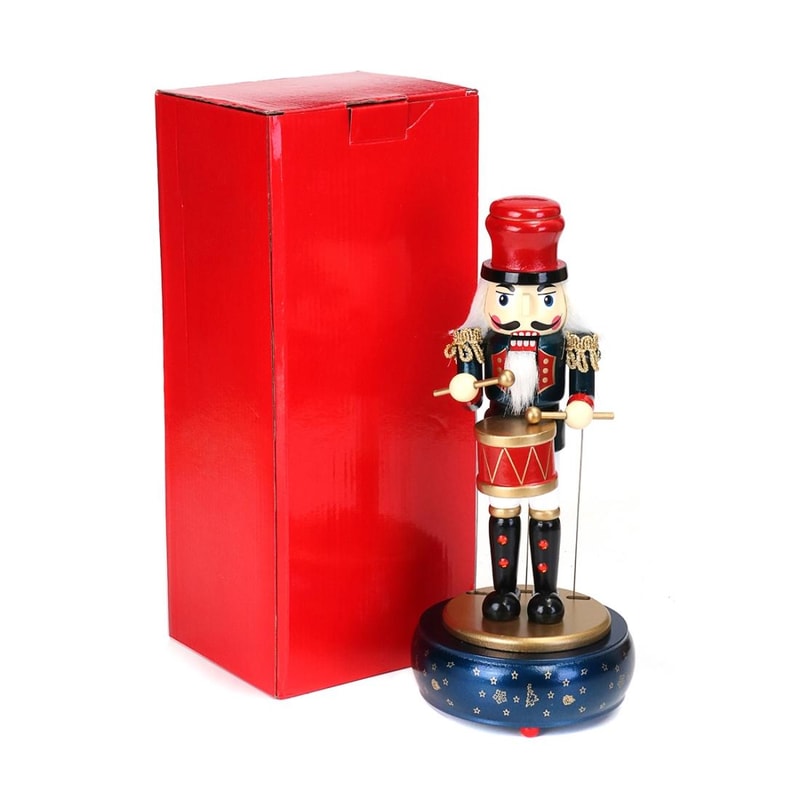 Vintage Nutcracker Drummer Music Box Handmade Wooden Holiday Decor Gift 5