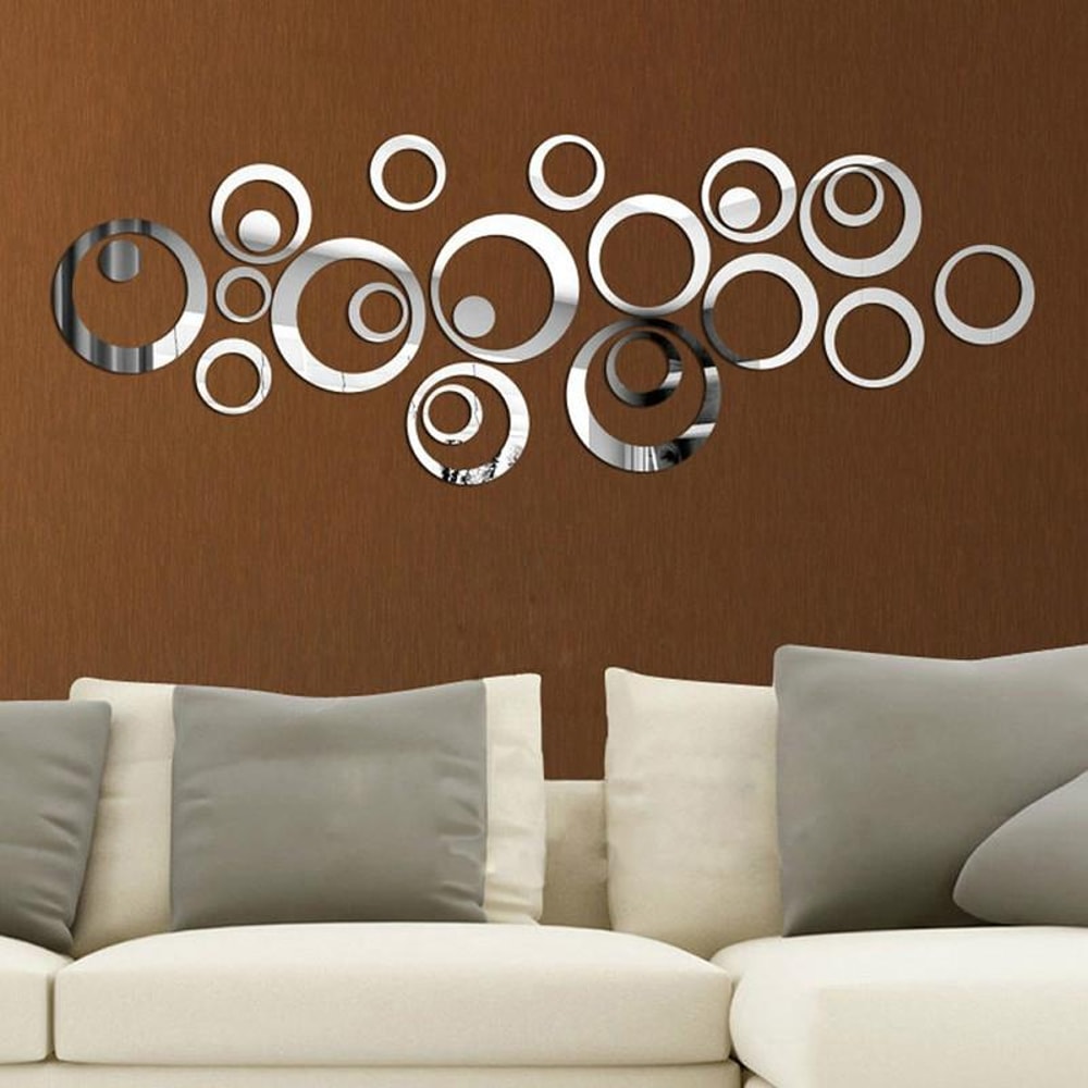 3D Mirror Wall Stickers Set DIY Acrylic Circle Wall Decor for TV Background & Modern Home Styling