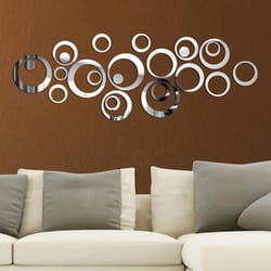3d mirror wall stickers set diy acrylic circle wall decor for tv background & modern home styling