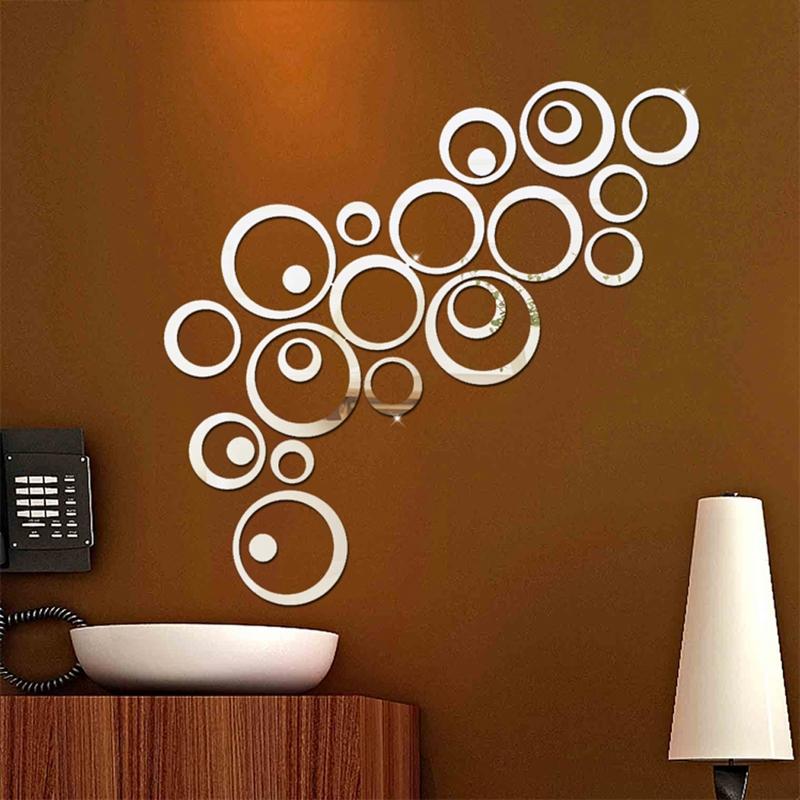 3D Mirror Wall Stickers Set DIY Acrylic Circle Wall Decor for TV Background & Modern Home Styling