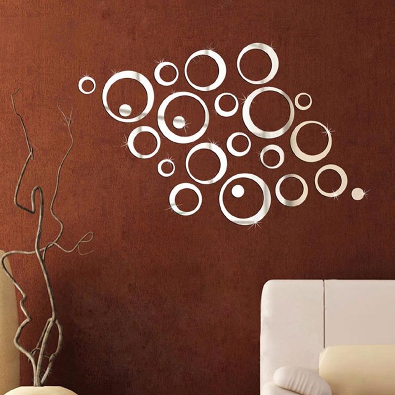 3D Mirror Wall Stickers Set DIY Acrylic Circle Wall Decor for TV Background & Modern Home Styling