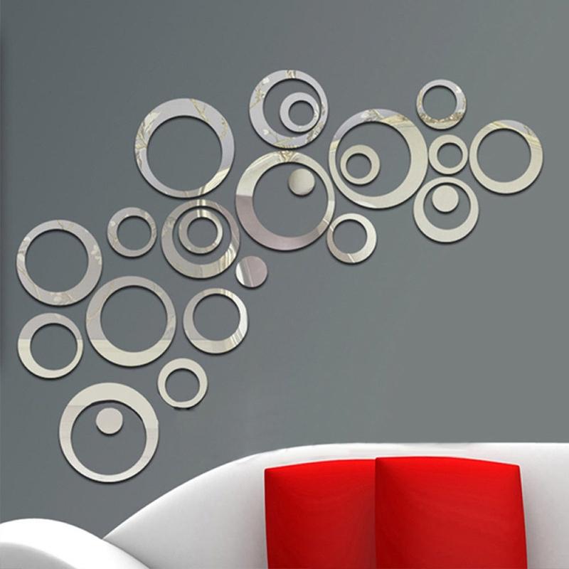 3D Mirror Wall Stickers Set DIY Acrylic Circle Wall Decor for TV Background & Modern Home Styling