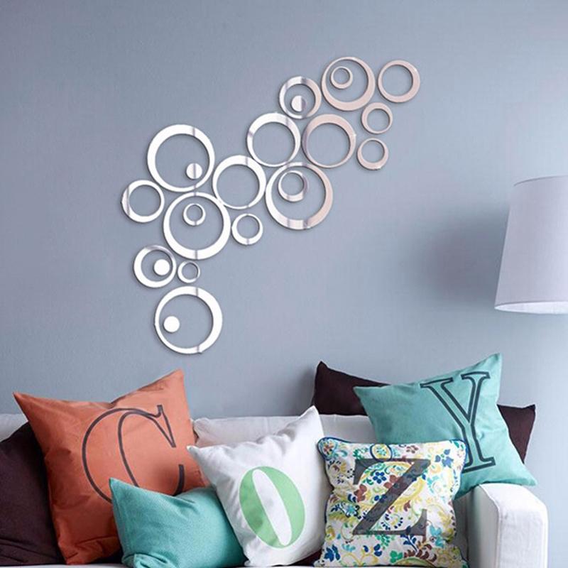 3D Mirror Wall Stickers Set DIY Acrylic Circle Wall Decor for TV Background & Modern Home Styling