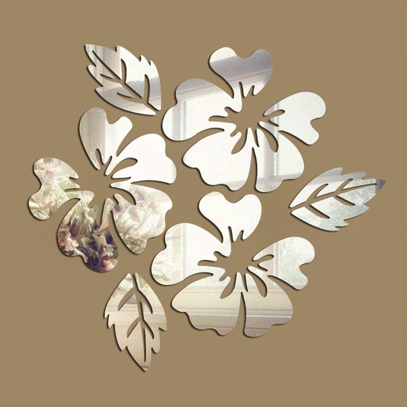 3D Mirror Flower Wall Stickers, Acrylic Floral Wall Decals for Living Room Decor