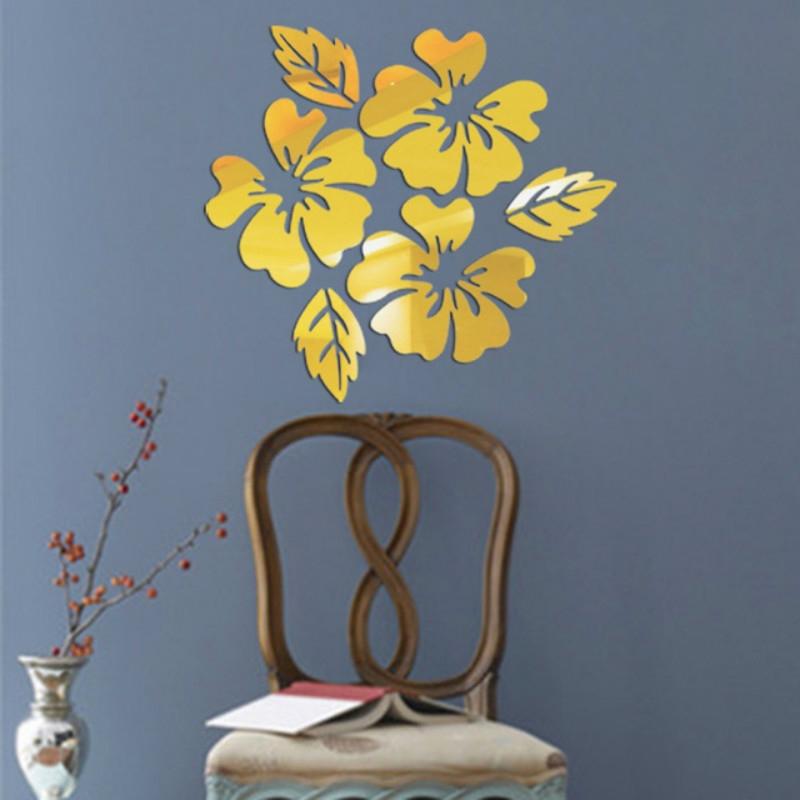 3D Mirror Flower Wall Stickers, Acrylic Floral Wall Decals for Living Room Decor