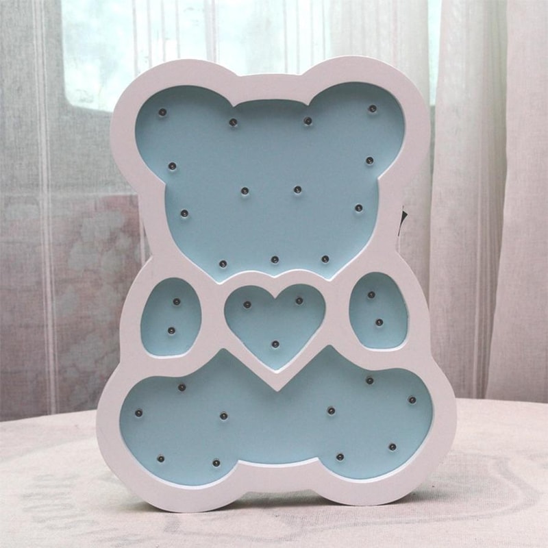 GlowNest Wooden LED Night Light For Kids Bedroom Warm Bedside Wall Lamp 4