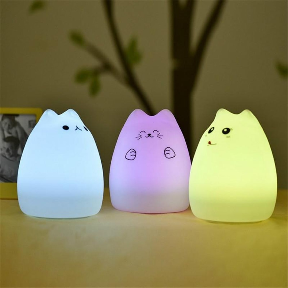 Cute Cat Night Light For Kids USB Rechargeable Touch Sensor Bedside Lamp With Remote Control 4