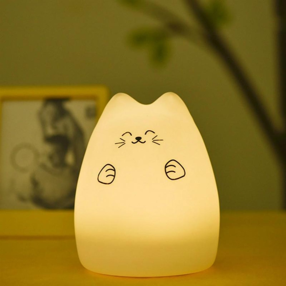Cute Cat Night Light For Kids USB Rechargeable Touch Sensor Bedside Lamp With Remote Control 2
