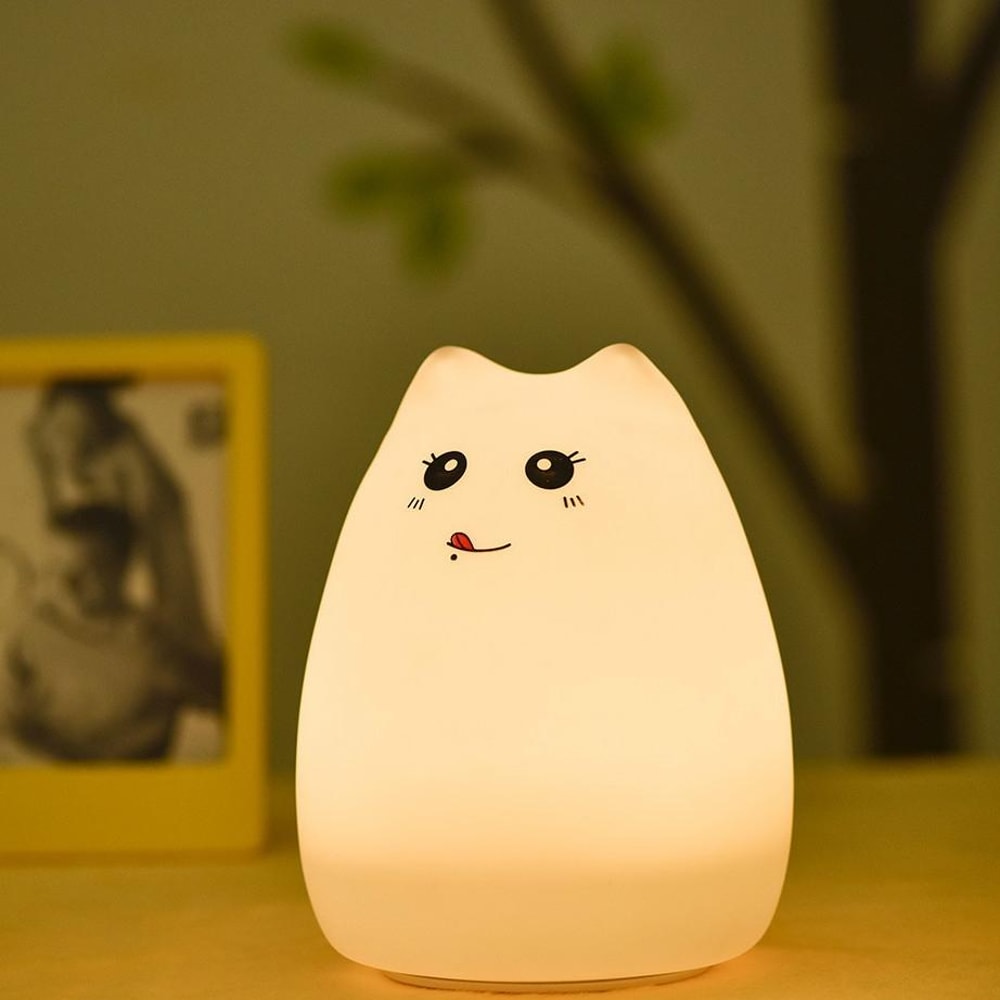 Cute Cat Night Light For Kids USB Rechargeable Touch Sensor Bedside Lamp With Remote Control 3