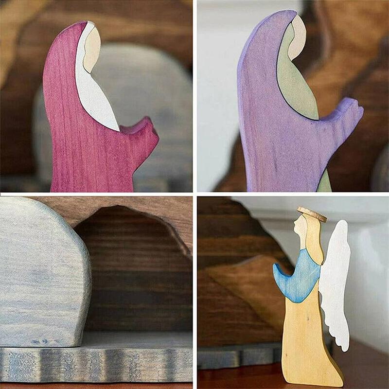 Easter Wooden Scene Decor, Engraved Bunny Ornament, Spring Home Table Decoration