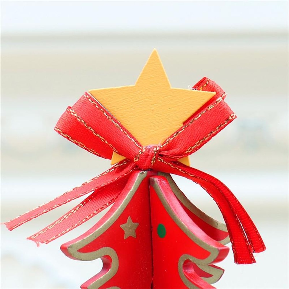 Wooden Christmas Tree Music Box Rotating Holiday Decor Gift