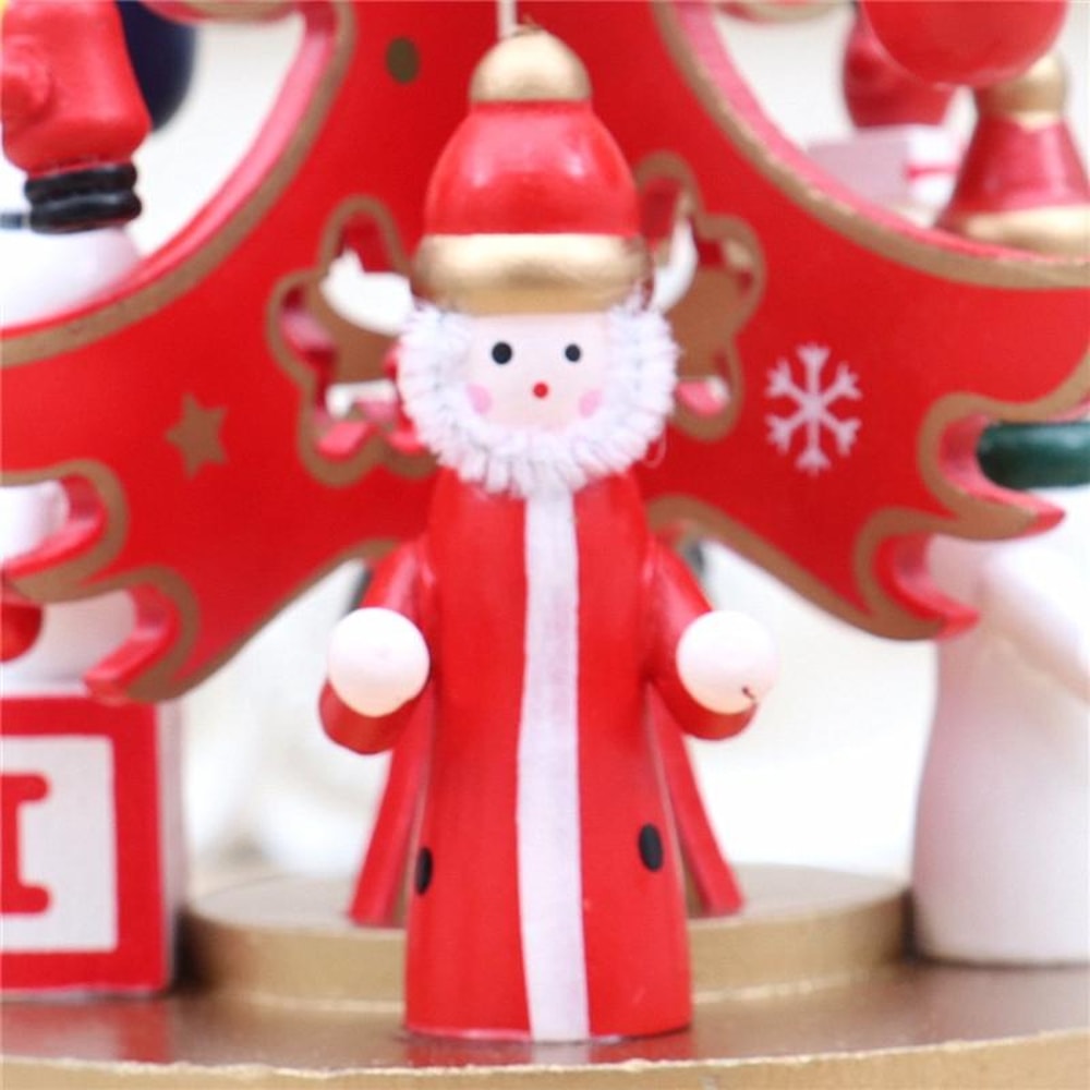 Wooden Christmas Tree Music Box Rotating Holiday Decor Gift