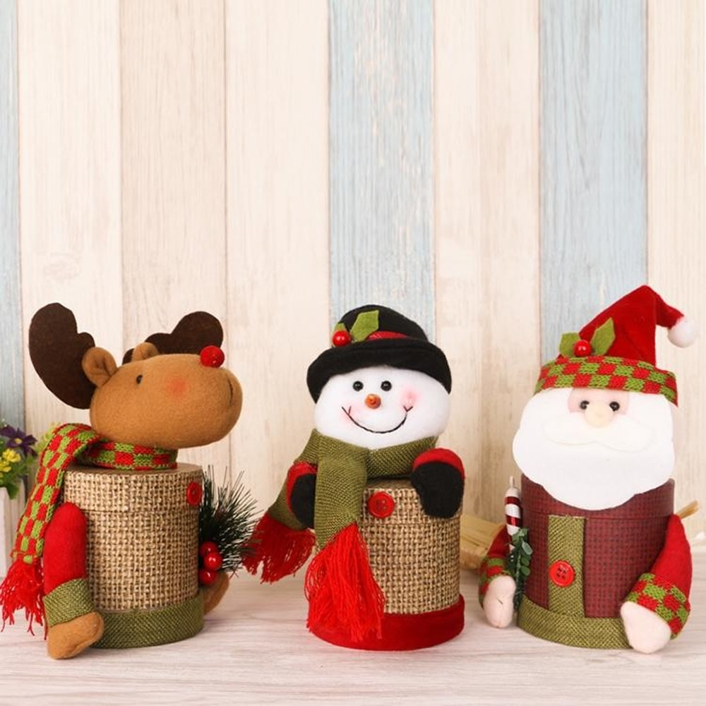 Snowman Christmas Candy Box Linen Gift Box Festive Candy