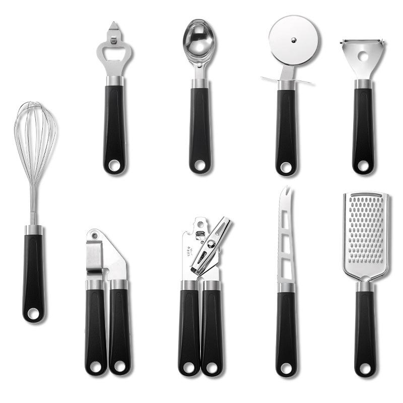 9-in-1 Stainless Steel Kitchen Gadget Set with Heat-Resistant Handles