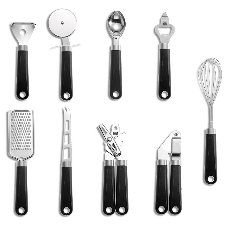 9-in-1 Stainless Steel Kitchen Gadget Set with Heat-Resistant Handles
