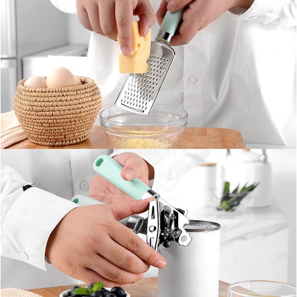 9-in-1 Stainless Steel Kitchen Gadget Set with Heat-Resistant Handles