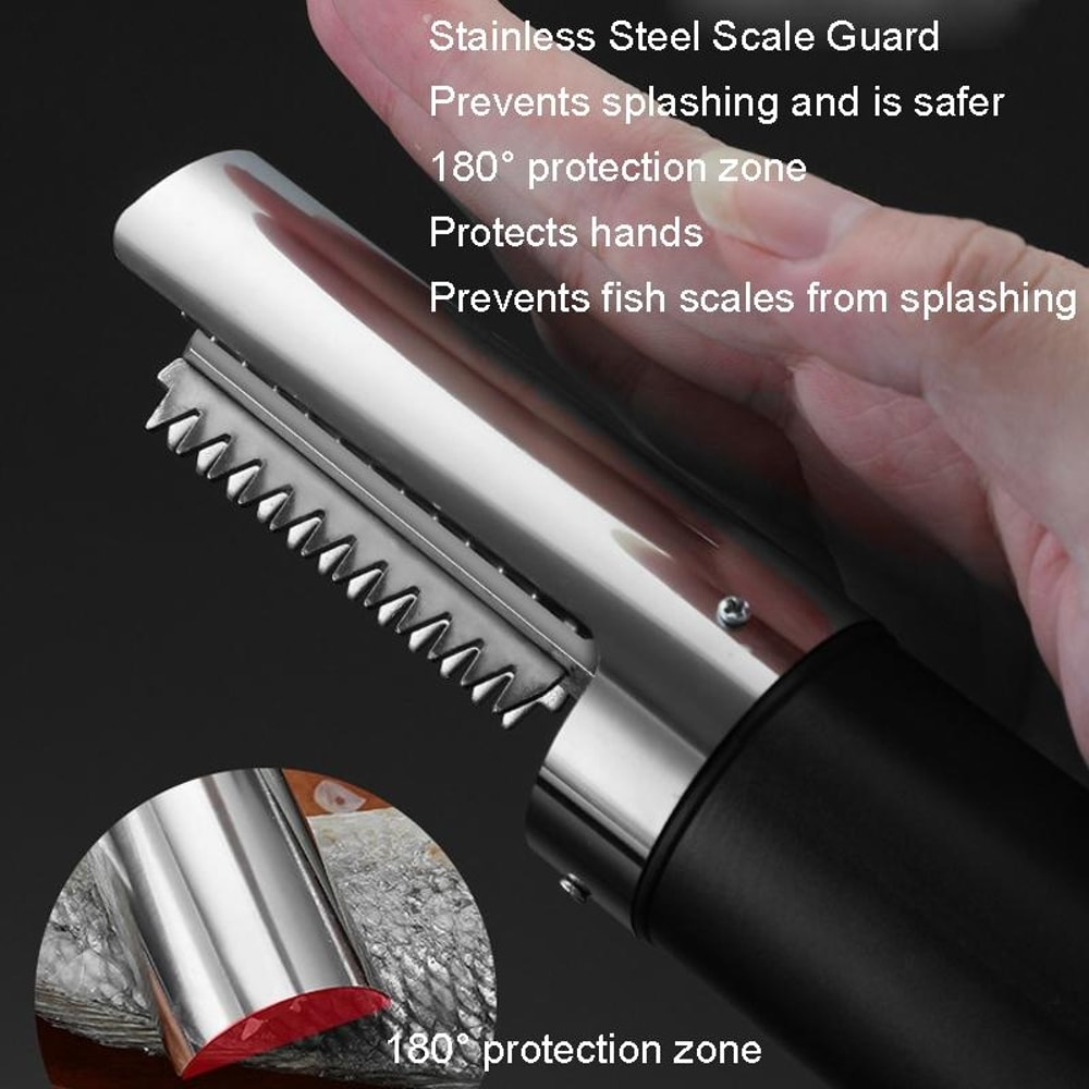 Rechargeable Electric Fish Scaler Pro - Cordless Fish Scale Remover with Stainless Steel Blade