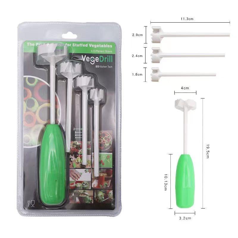 4-in-1 Fruit & Vegetable Corer and Spiral Cutter for Stuffed Recipes
