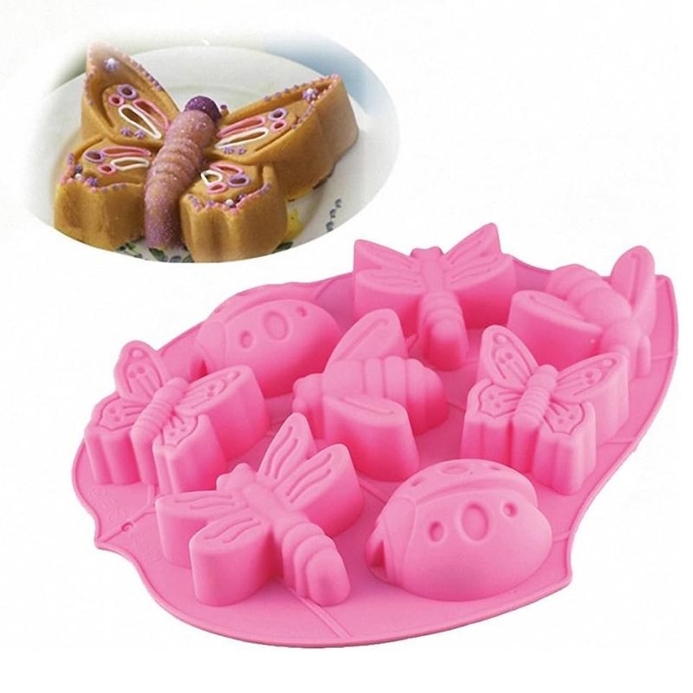 Nature Bugs Silicone Cake Mold Set 8Cavity Butterfly Dragonfly Beetle Baking Mold 1