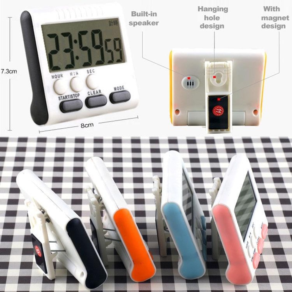 Premium 24 Hour Magnetic Digital Kitchen Timer With Large LCD Clock 7