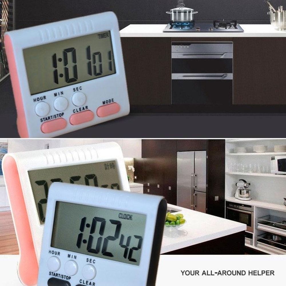Premium 24 Hour Magnetic Digital Kitchen Timer With Large LCD Clock 9