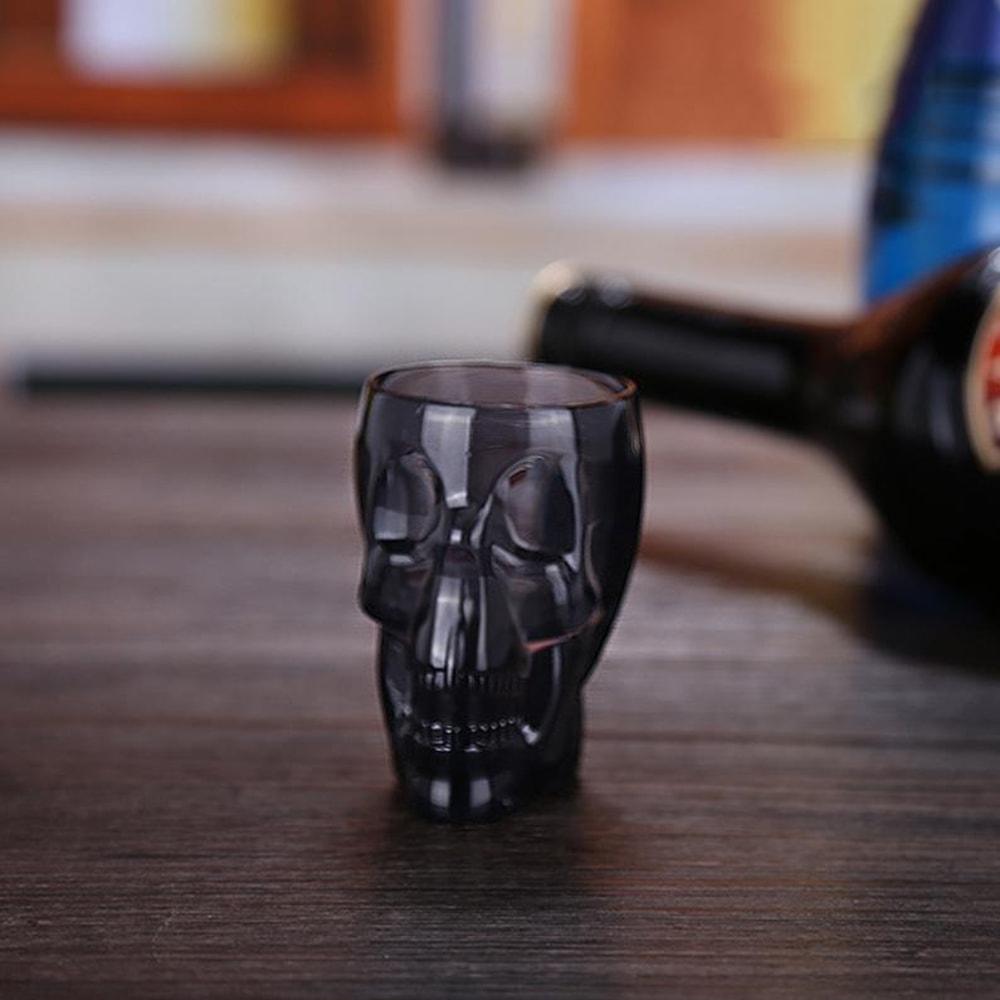 Crystal Skull Shot Glass for Vodka & Whiskey Gothic Novelty Bar Glass