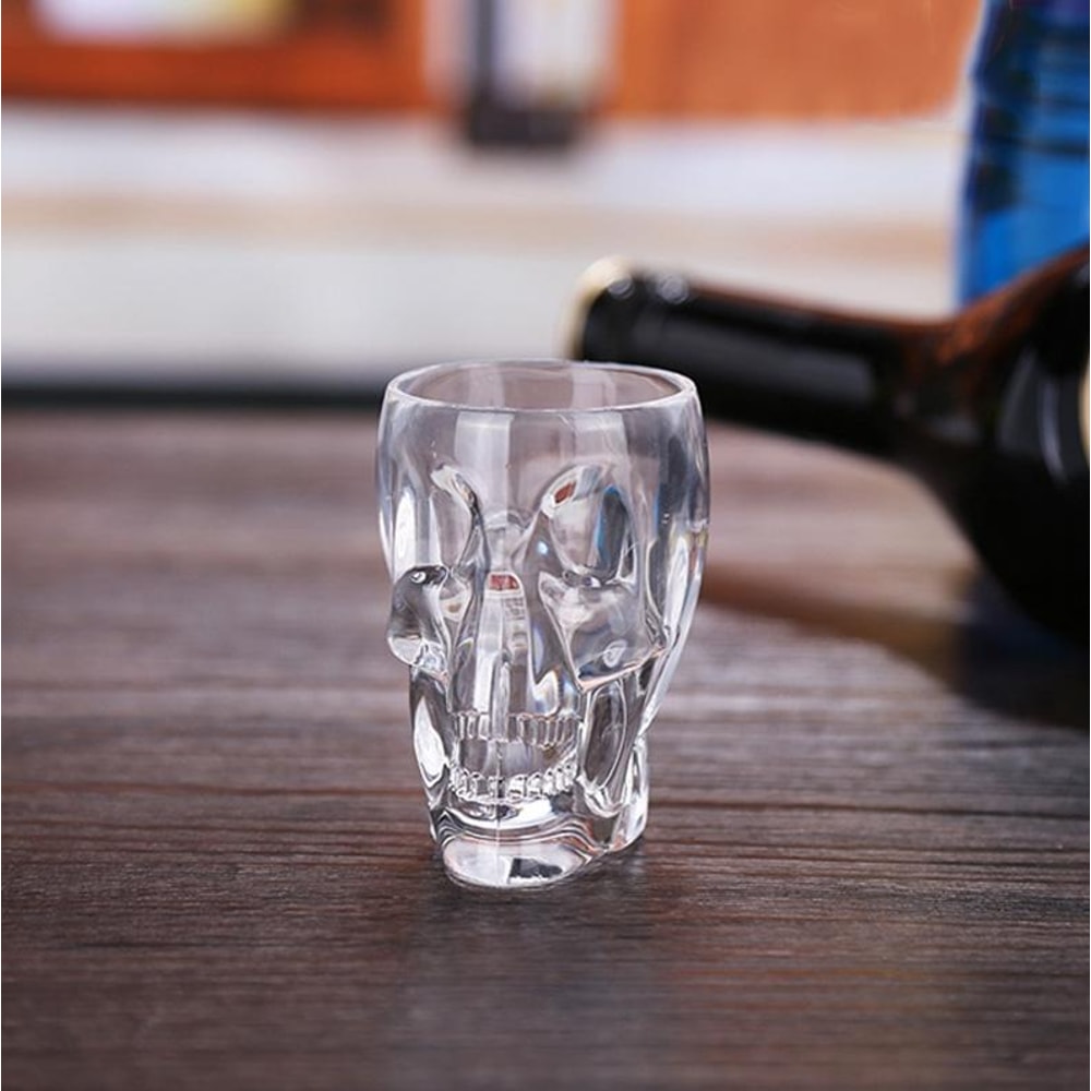 Crystal Skull Shot Glass for Vodka & Whiskey Gothic Novelty Bar Glass