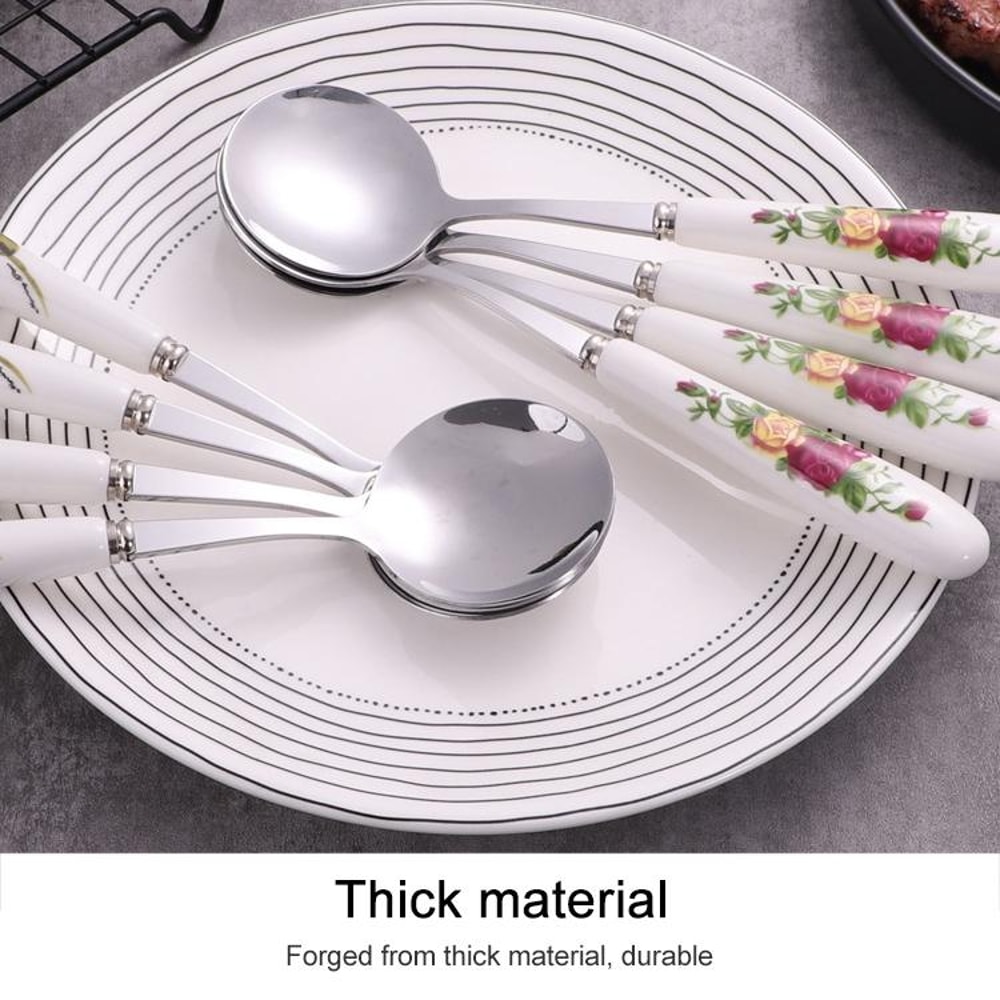 Elegant Ceramic Handle Stainless Steel Spoon and Fork Gift Set