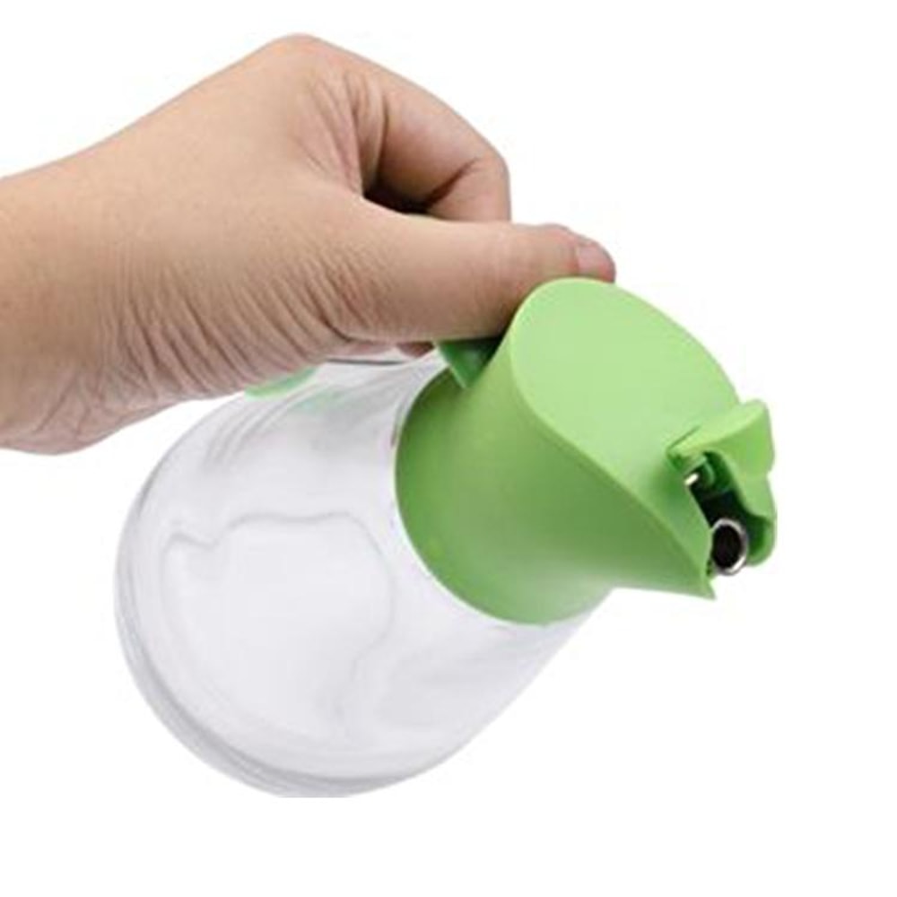 GravityFlow Glass Olive Oil Dispenser Bottle With Automatic Lid And Non Drip Spout Green 2
