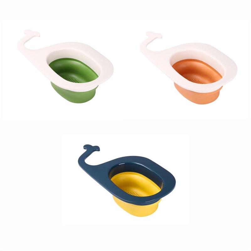 WhaleFold Kitchen Sink Strainer Basket – Foldable Fruit & Vegetable Drain Colander Organizer