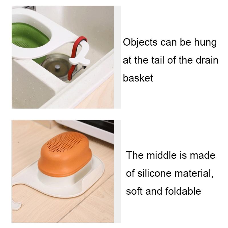 WhaleFold Kitchen Sink Strainer Basket – Foldable Fruit & Vegetable Drain Colander Organizer