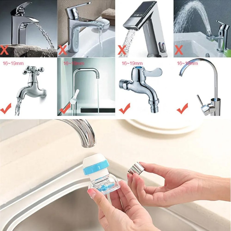 360 Rotating AntiSplash Faucet Water Saver Filter For Kitchen Bathroom Sinks 6