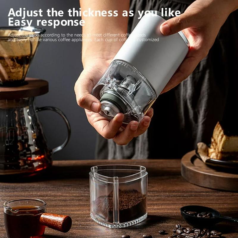 Magnetic Snap Portable Electric Coffee Grinder with Adjustable Ceramic Burr & LED Light