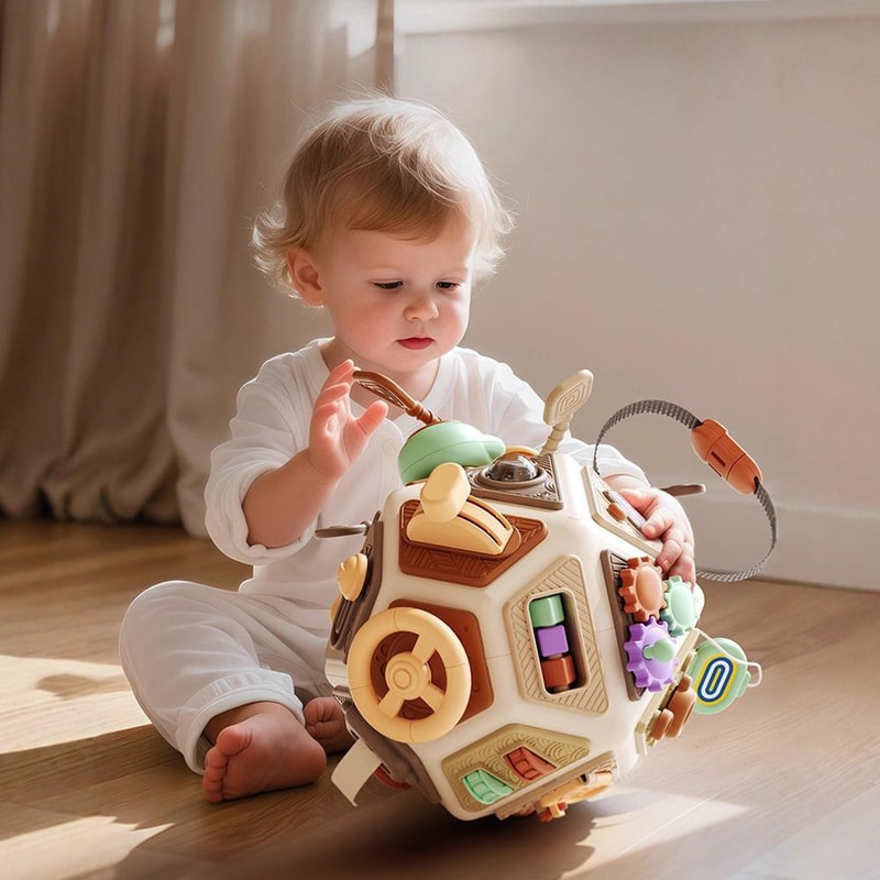 Montessori Busy Board Activity Cube 22-in-1 Sensory Learning Toy for Toddlers