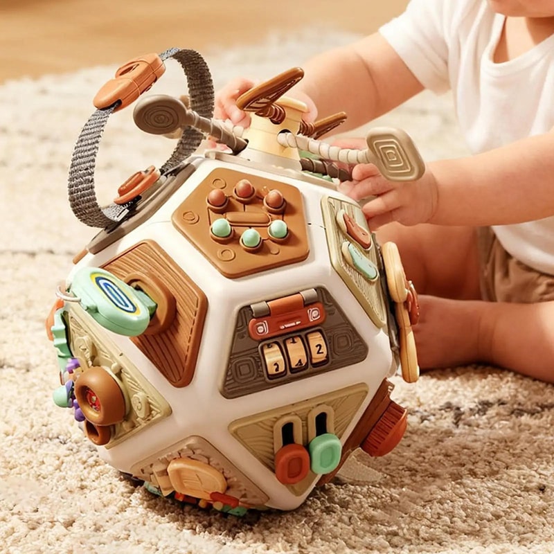 Montessori Busy Board Activity Cube 22-in-1 Sensory Learning Toy for Toddlers