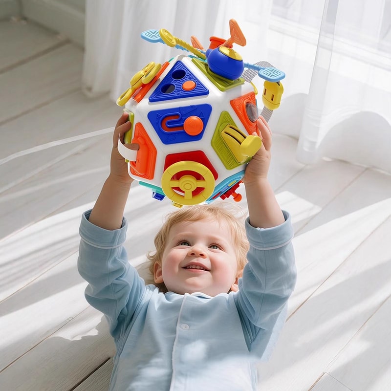 Montessori Busy Board Activity Cube 22-in-1 Sensory Learning Toy for Toddlers