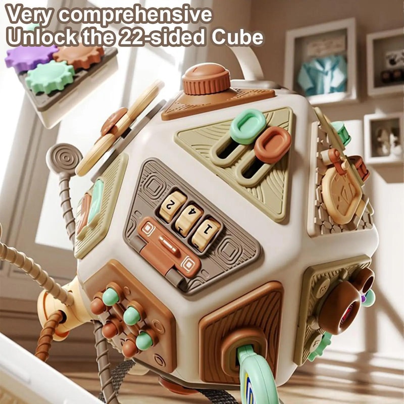 Montessori Busy Board Activity Cube 22-in-1 Sensory Learning Toy for Toddlers