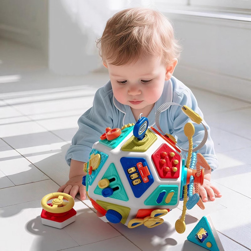 Montessori Busy Board Activity Cube 22-in-1 Sensory Learning Toy for Toddlers