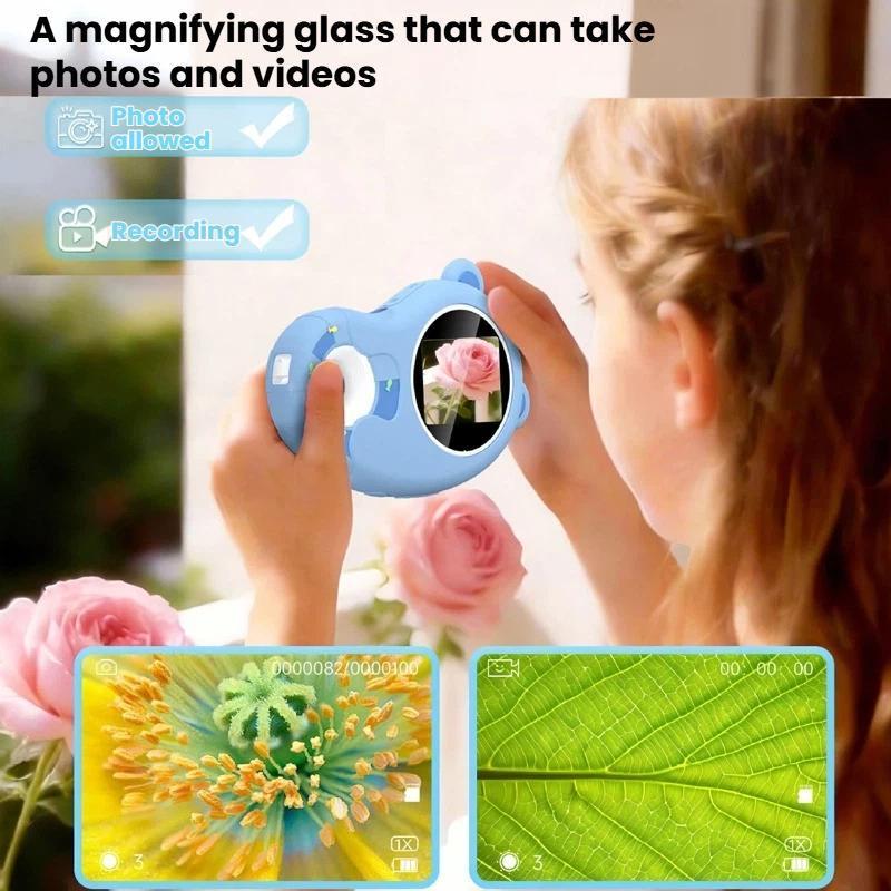 Kids HD Digital Microscope with Screen Portable Electronic Magnifier Science Exploration Toy