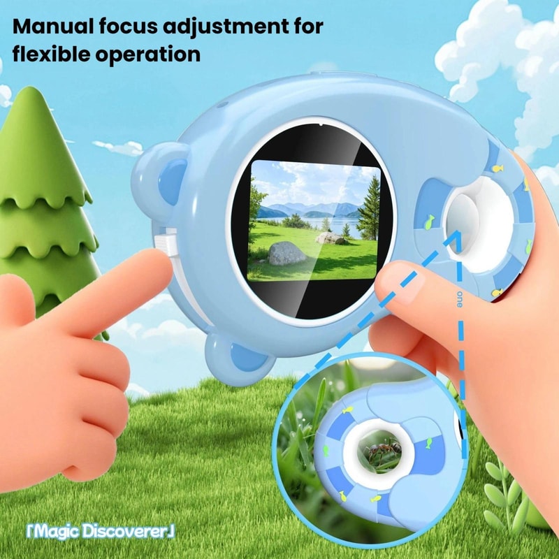 Kids HD Digital Microscope with Screen Portable Electronic Magnifier Science Exploration Toy