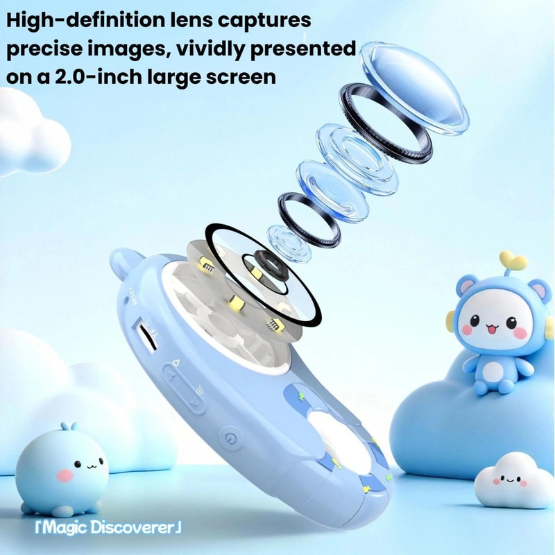 Kids HD Digital Microscope with Screen Portable Electronic Magnifier Science Exploration Toy
