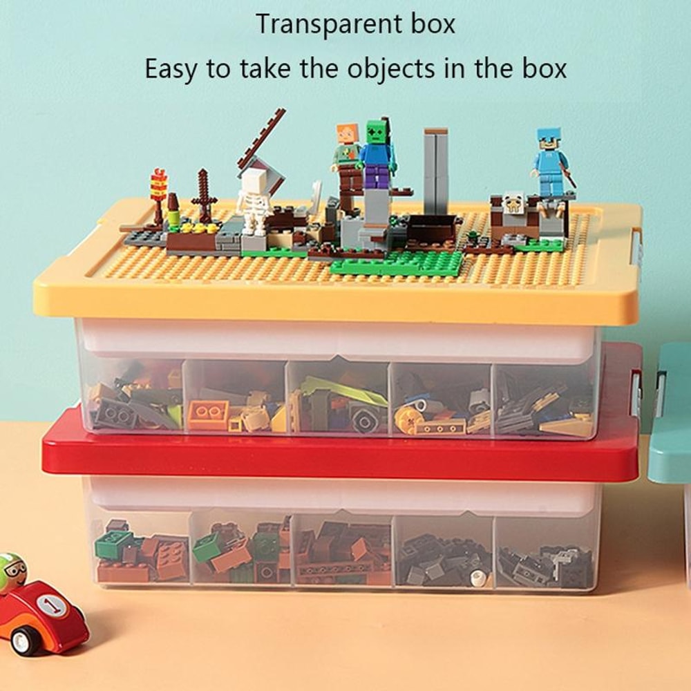 Build & Sort Kids Building Block Storage Organizer Box with Compartments