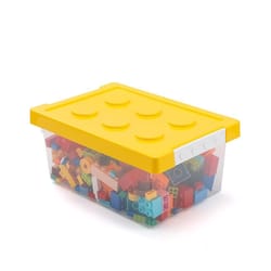 kids clear building block storage box with lid stackable toy organizer