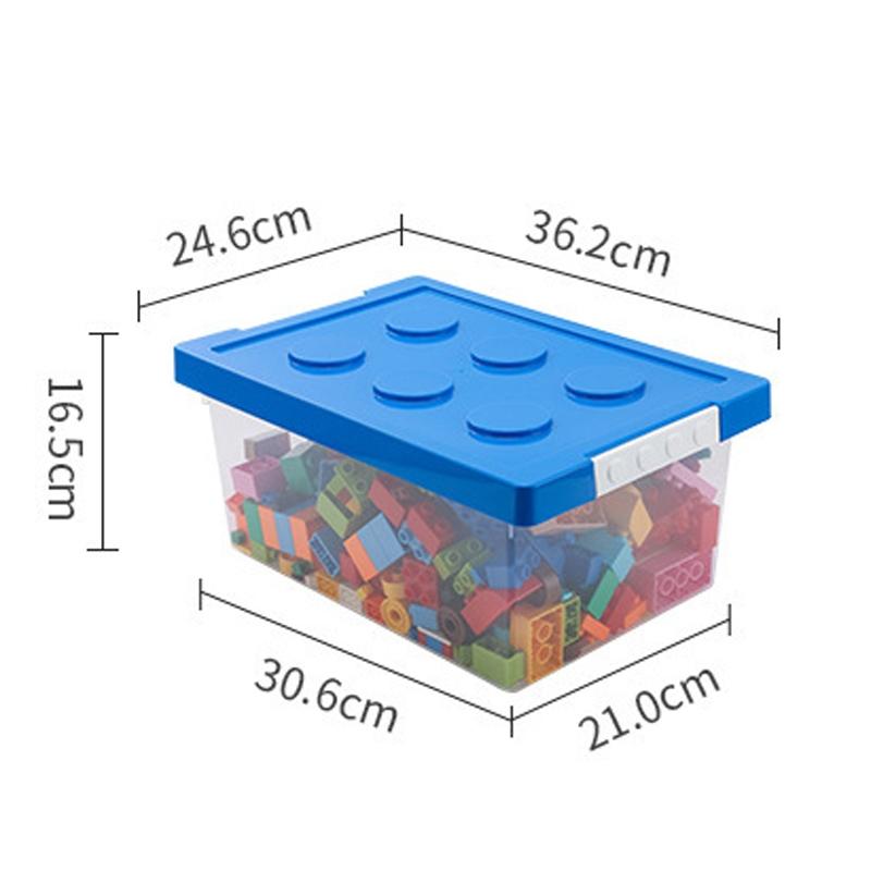 Kids Clear Building Block Storage Box with Lid Stackable Toy Organizer