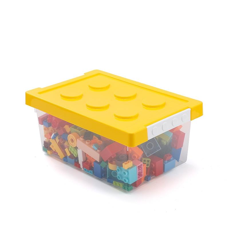 Kids Clear Building Block Storage Box with Lid Stackable Toy Organizer