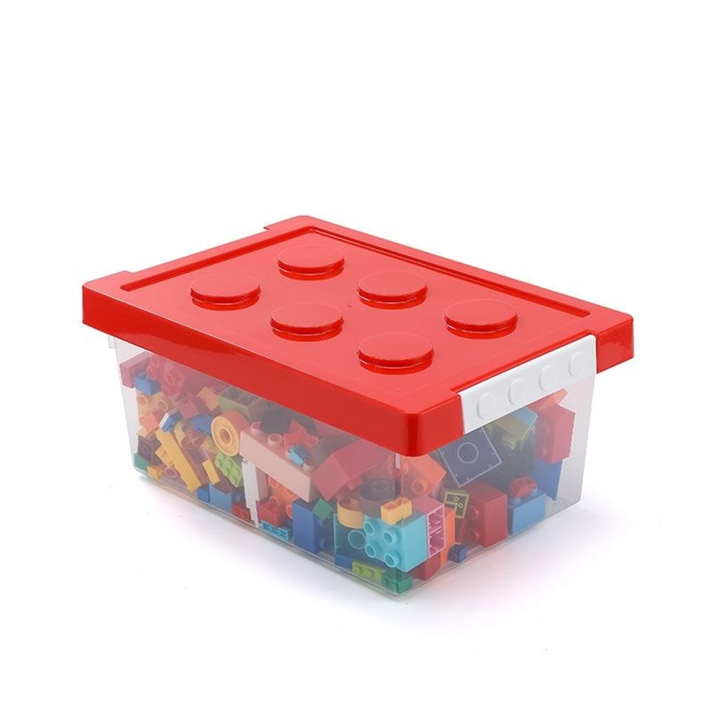 Kids Clear Building Block Storage Box with Lid Stackable Toy Organizer