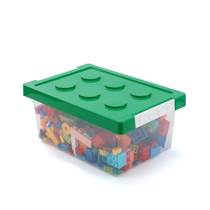Kids Clear Building Block Storage Box with Lid Stackable Toy Organizer