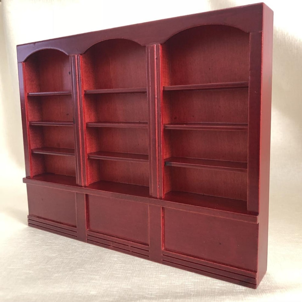 Victorian Style 1:12 Scale Dollhouse Furniture Triple Display Cabinet Bookcase