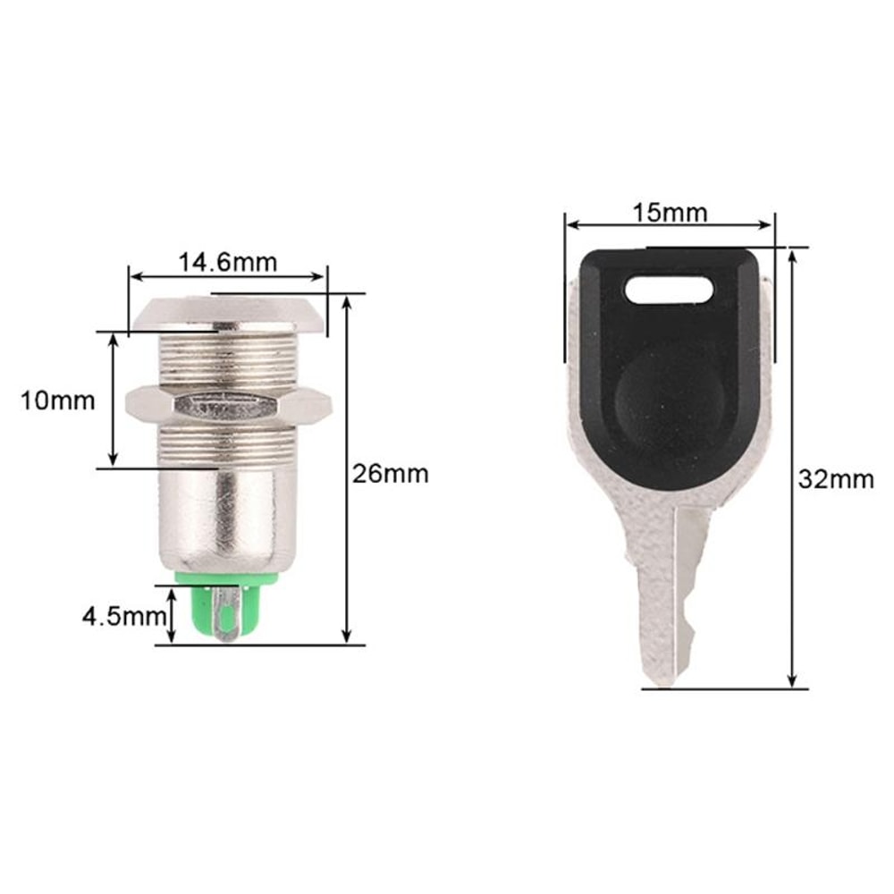 12mm Electronic Lock Switch Metal Key Knob Lock for Toy Cabinets, Control Panels & DIY Projects